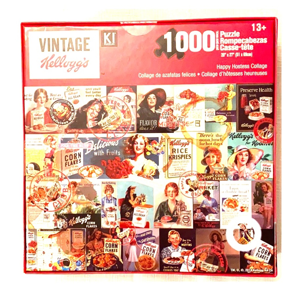 KELLOGG’S NWOT VINTAGE PUZZLE CEREAL BOX PUZZLE HAPPY HOSTESS COLLAGE